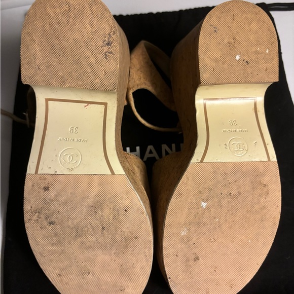 CHANEL Cork Wedge Sandals - Picture 8 of 9